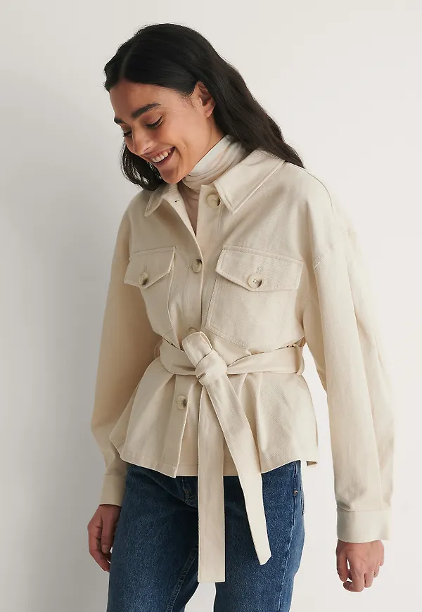 NA-KD Jacka Med Bälte - Offwhite