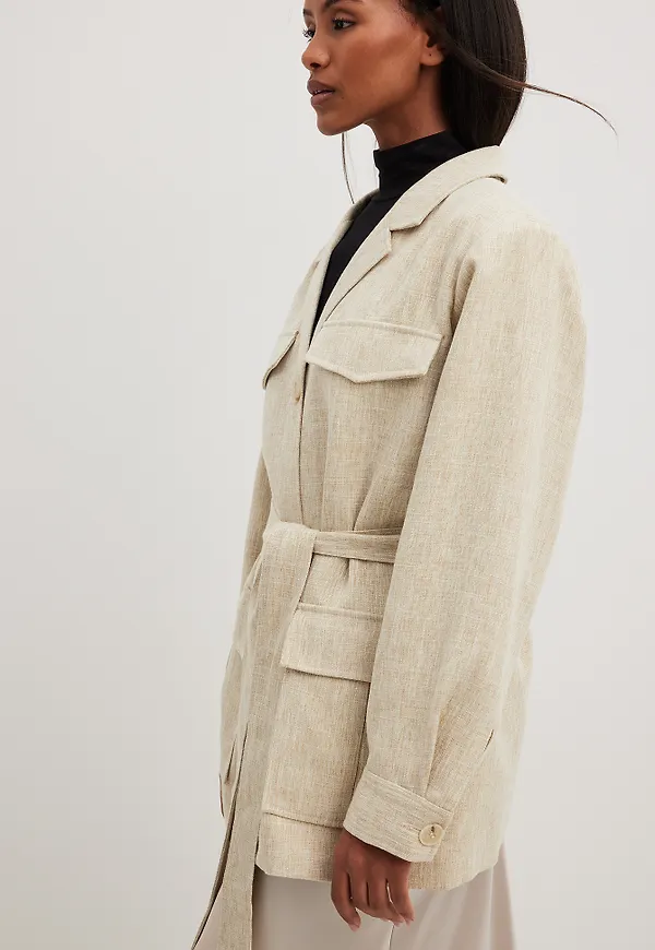 NA-KD Jacka med framfickor - Beige