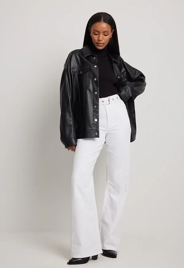 NA-KD Jeans med bälte - Offwhite