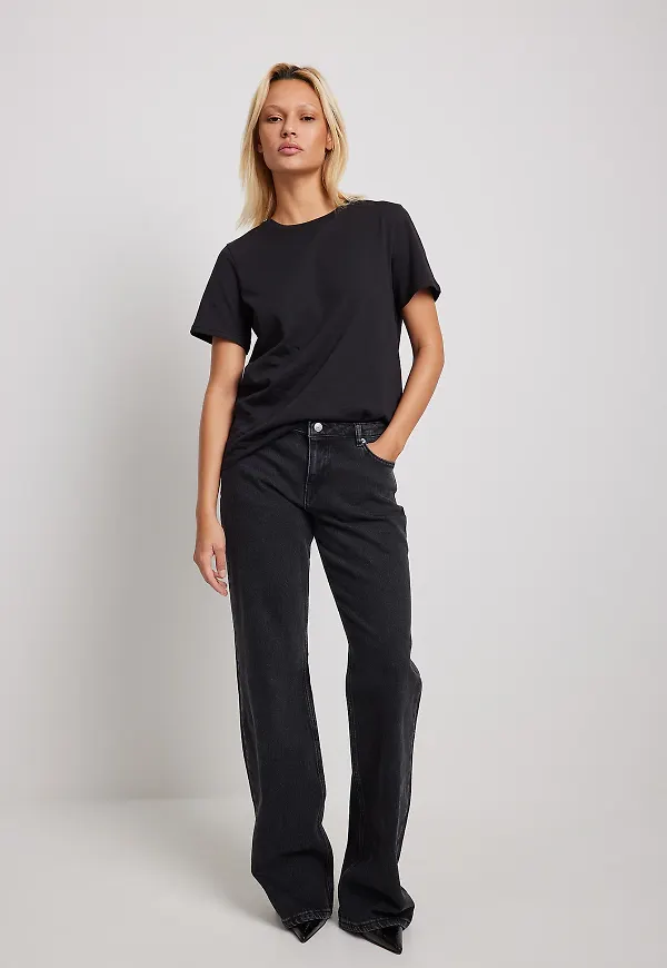 NA-KD Jeans med låg midja - Black