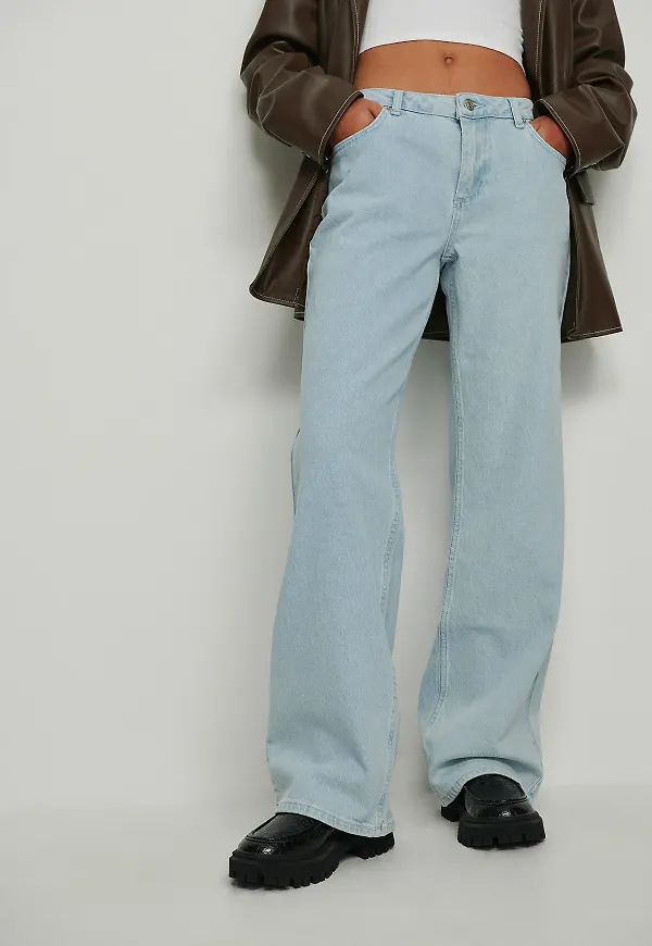 NA-KD Jeans med låg midja - Blue