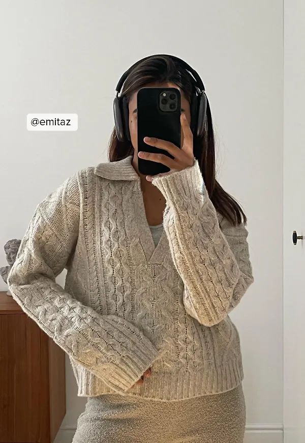 NA-KD Kabelstickad tröja - Beige