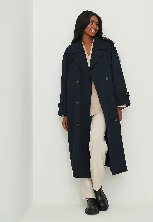 NA-KD Klassisk Trenchcoat - Navy
