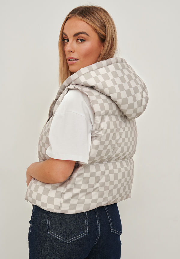 NA-KD Kort vadderad väst - Checkered