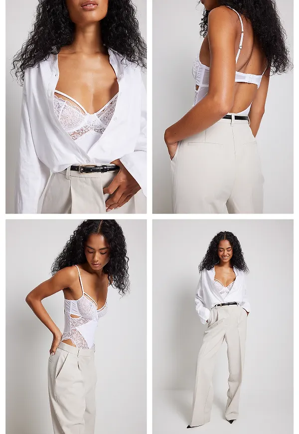 NA-KD Lingerie Body med remdetalj - White