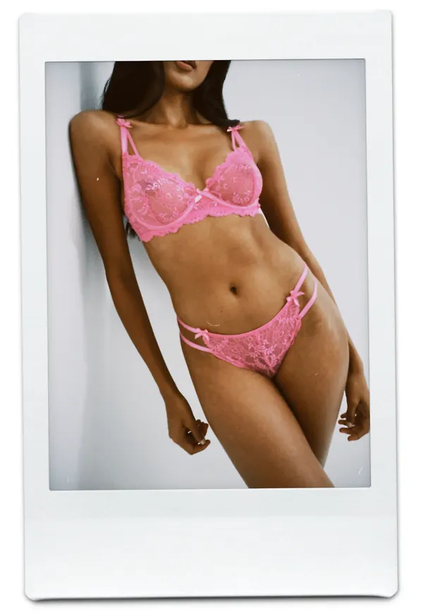 NA-KD Lingerie Kupad Bh Med Rosettdetalj - Pink