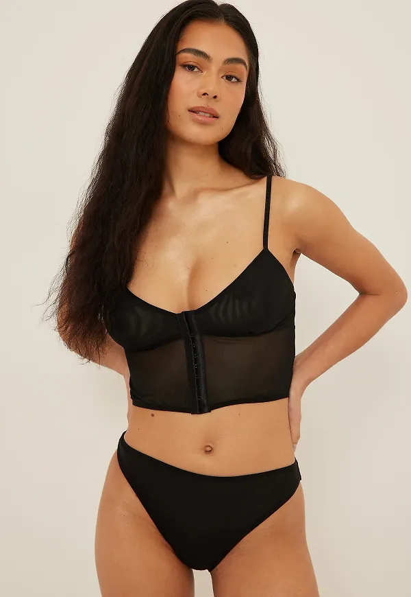 NA-KD Lingerie Meshtrosor - Black