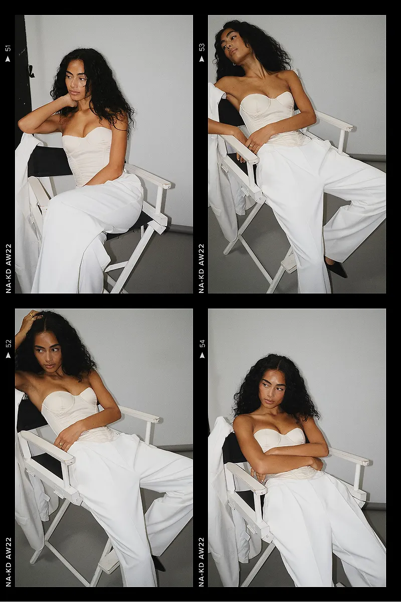 NA-KD Lingerie Skräddarsydd satinkorsett - Offwhite