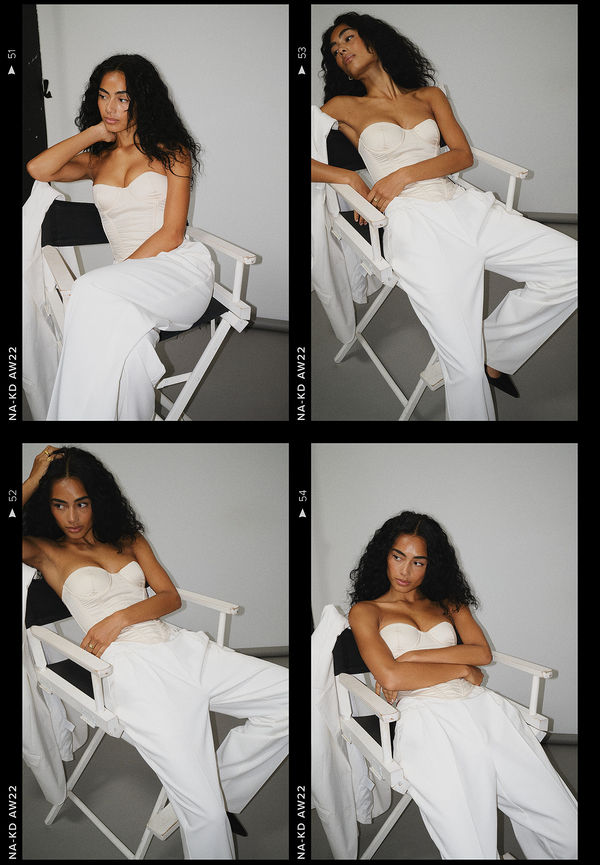 NA-KD Lingerie Skräddarsydd satinkorsett - Offwhite