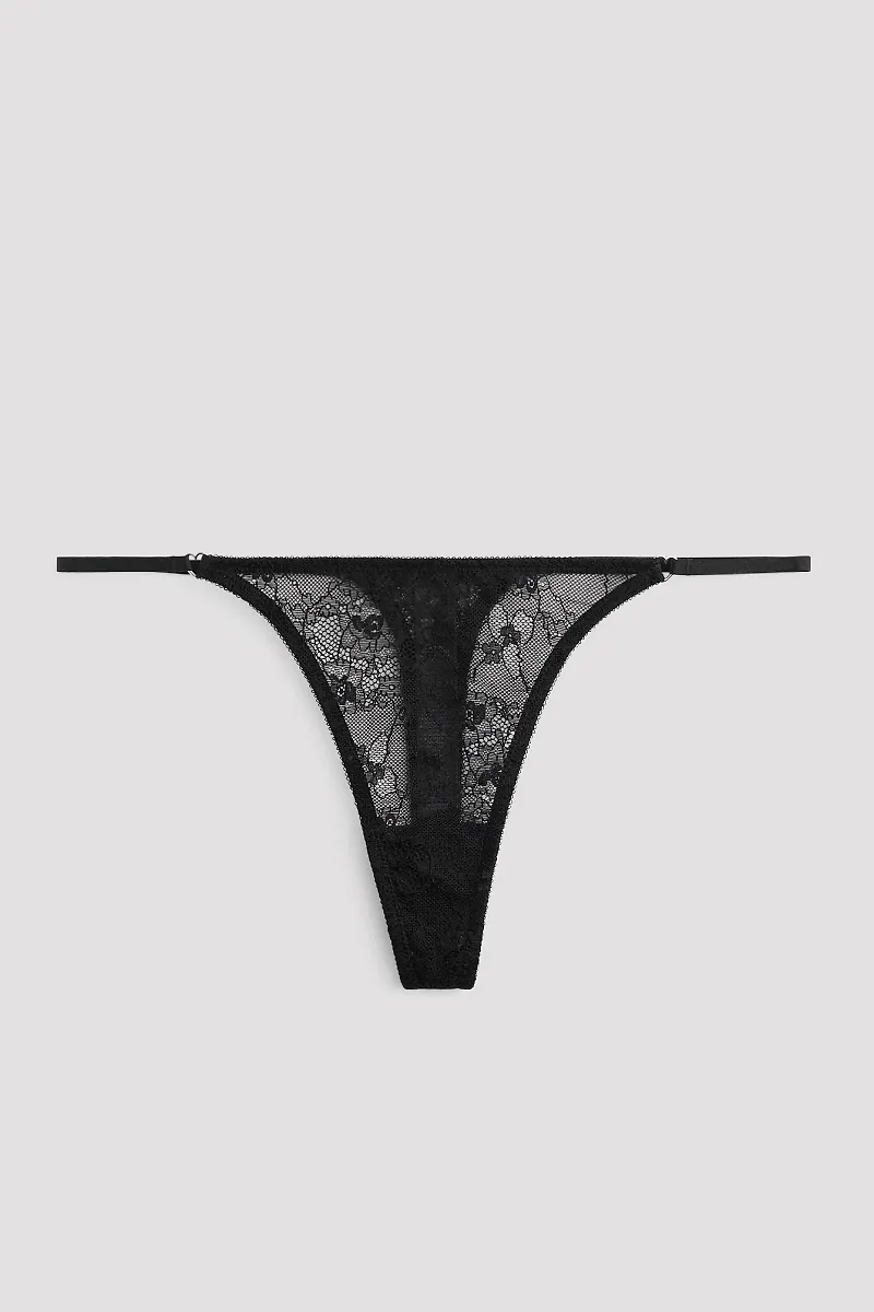 NA-KD Lingerie Stringtrosor med små hjärtdetaljer - Black