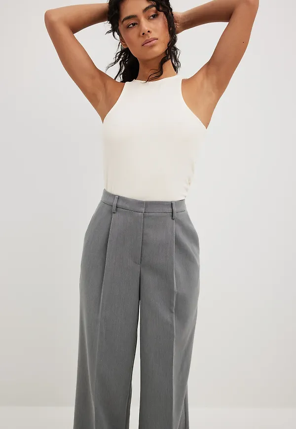 NA-KD Linne i crepe - Offwhite