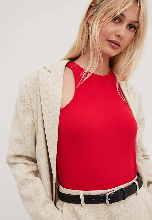 NA-KD Linne i crepe - Red