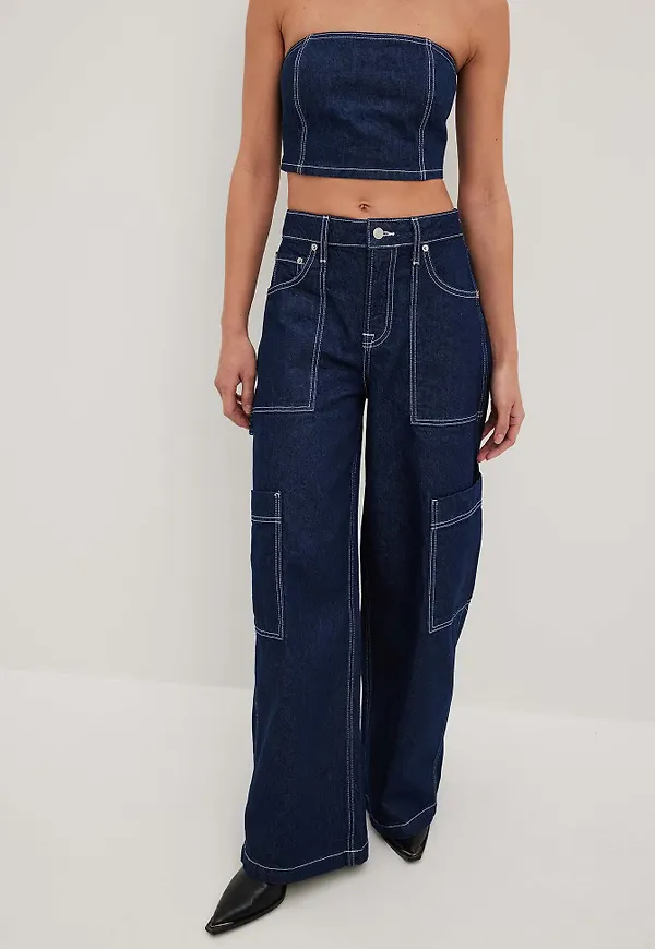 NA-KD Lös cargodenim - Blue