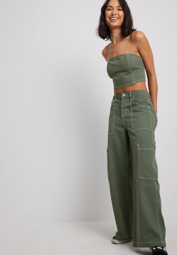 NA-KD Lös cargodenim - Green
