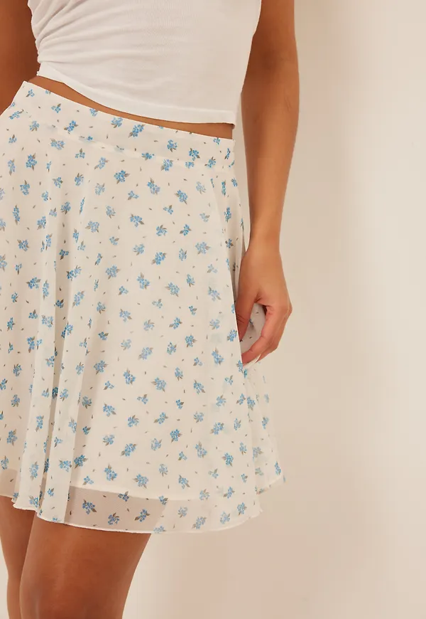 NA-KD Minikjol - White,Flower