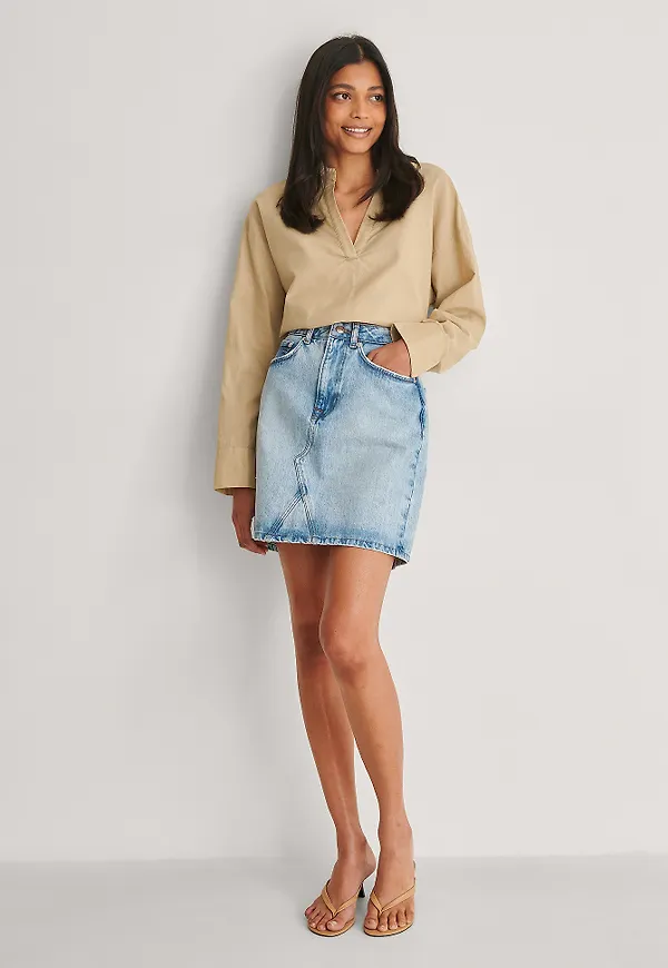 NA-KD Minikjol i denim - Blue