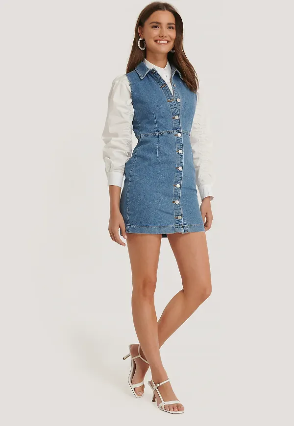 NA-KD Miniklänning I Denim - Blue