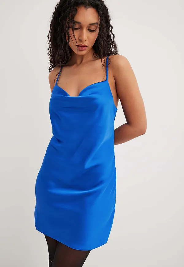 NA-KD Miniklänning i satin - Blue