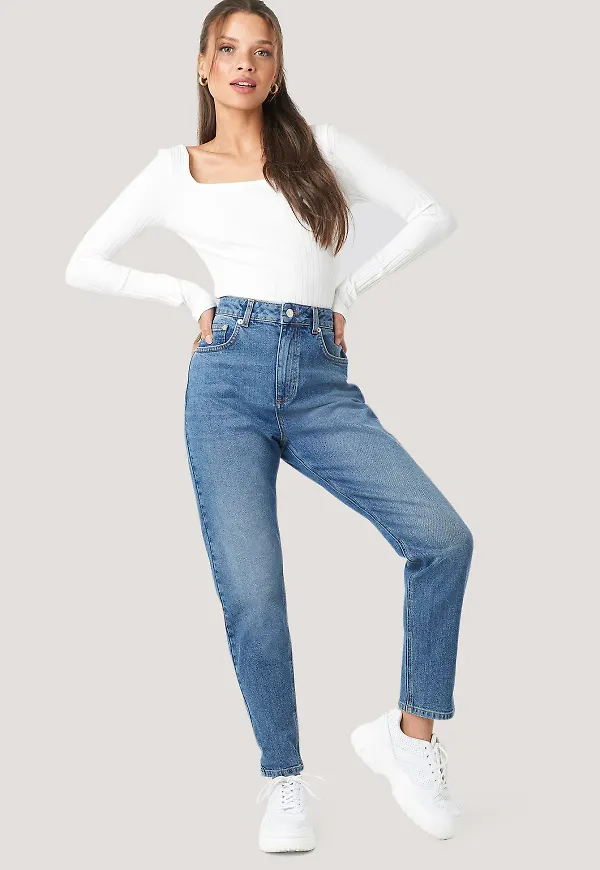 NA-KD Mom-Jeans - Blue