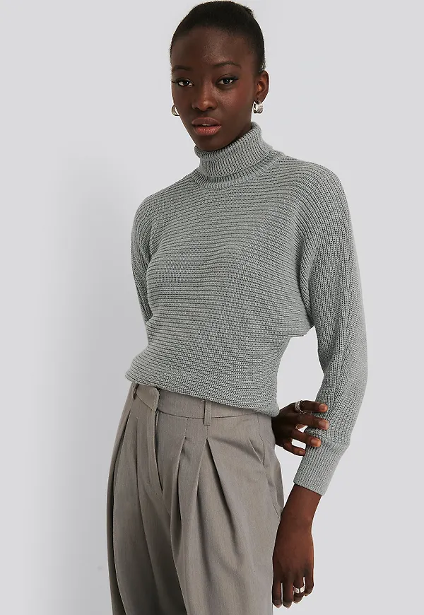 NA-KD Nedvikt stickad tröja - Grey