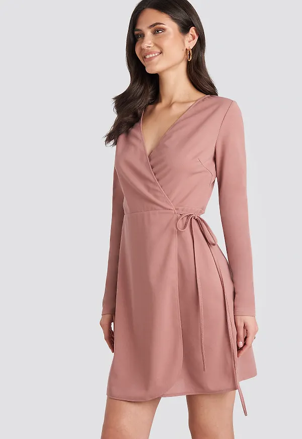 NA-KD Overlap Dress - Pink