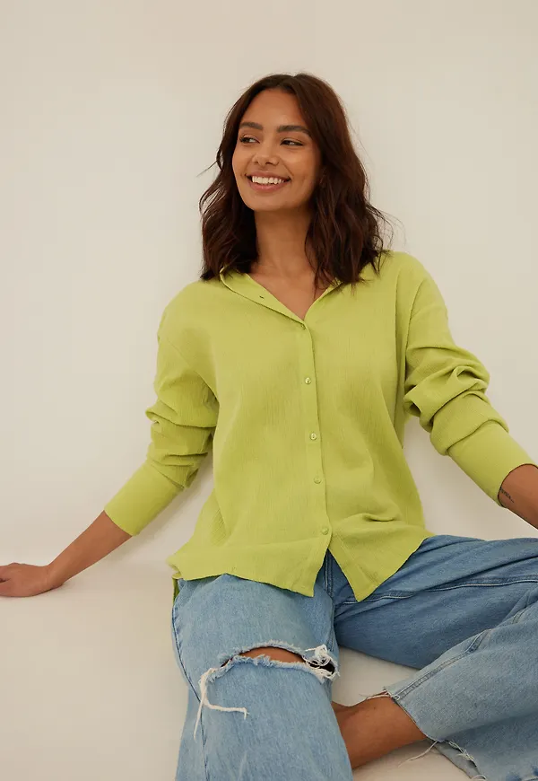 NA-KD Oversize bomullskjorta - Green