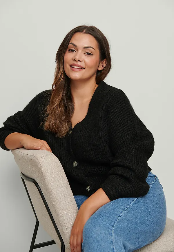 NA-KD Oversize croppad kofta - Black
