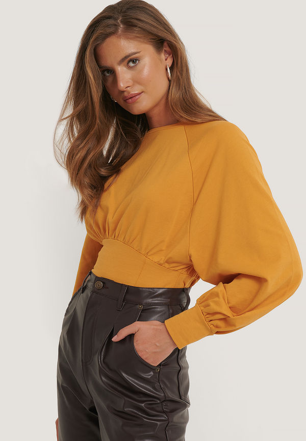 NA-KD Oversized Raglan Sleeve Sweater - Yellow
