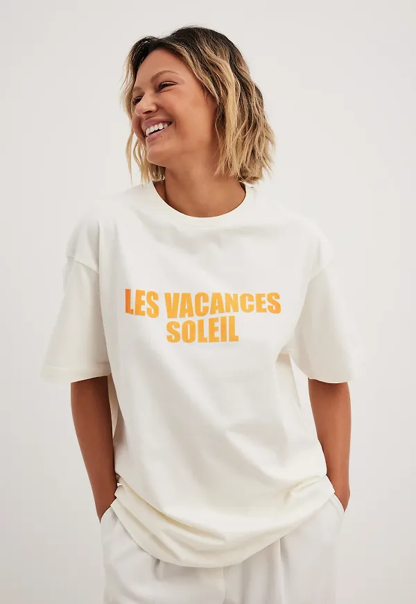 NA-KD Oversized Tryckt t-shirt - White