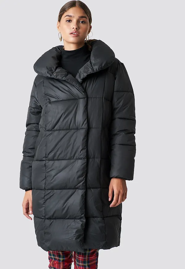 NA-KD Padded Shawl Collar Jacket - Black
