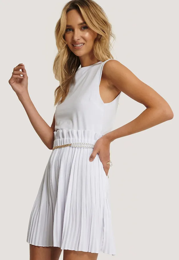 NA-KD Paper Waist Mini Skirt - White