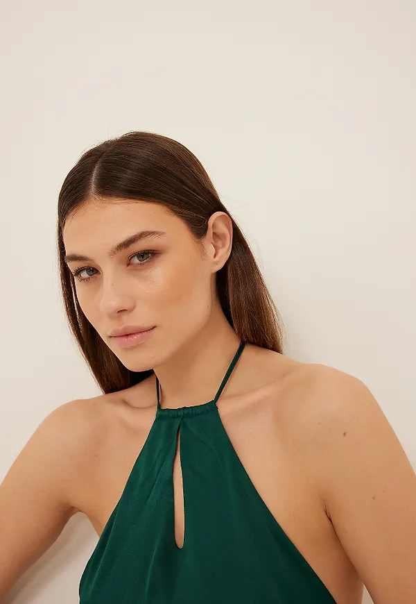 NA-KD Party Croppad satintopp - Green