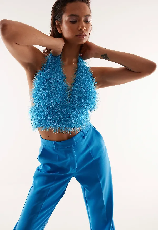 NA-KD Party Halterneck-topp - Blue