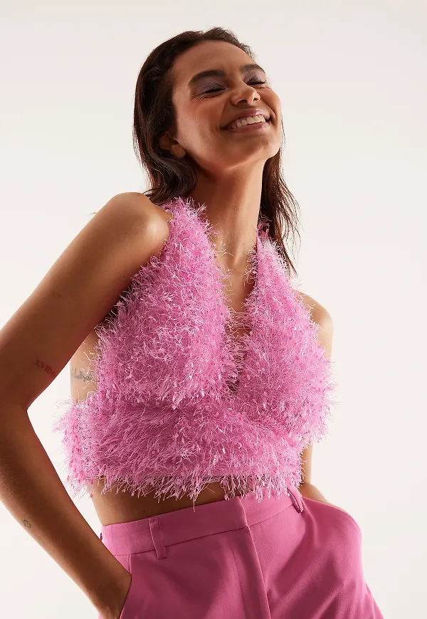 NA-KD Party Halterneck-topp - Pink