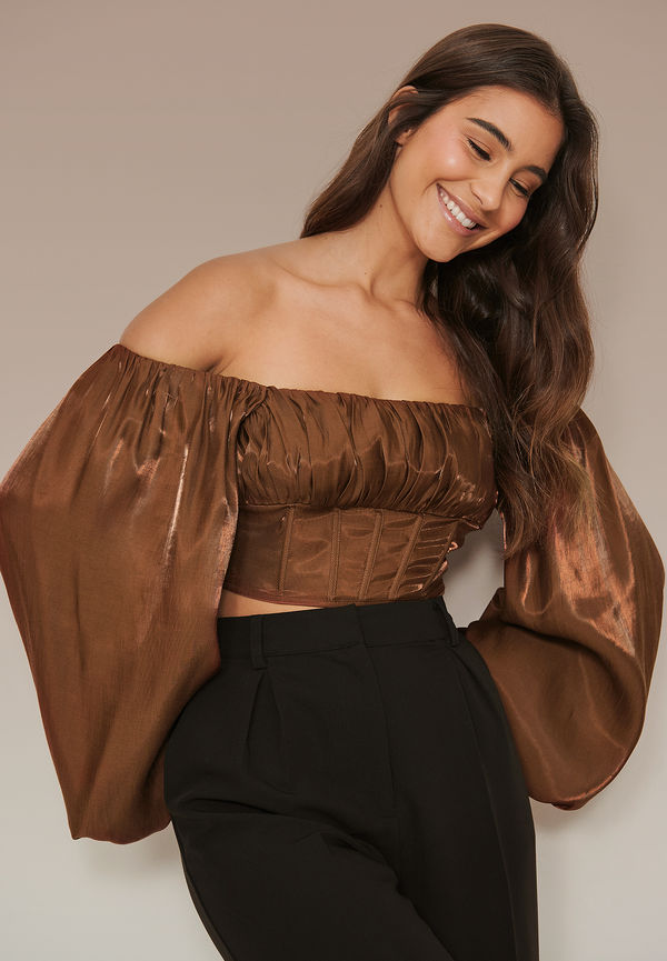 NA-KD Party Korsettblus - Brown