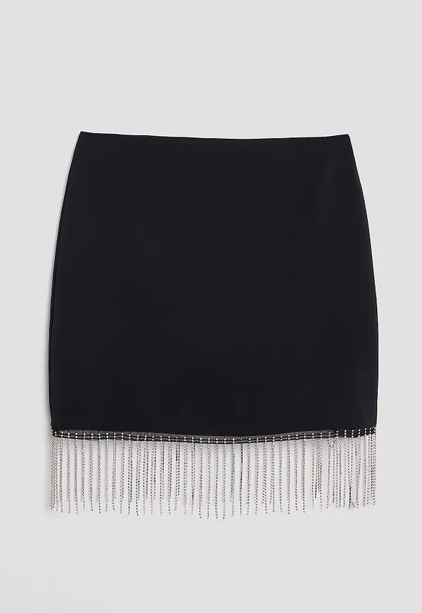 NA-KD Party Minikjol med strassdetalj - Black