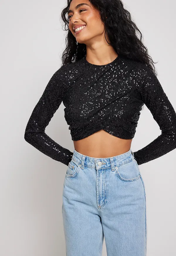 NA-KD Party Paljett-topp - Black