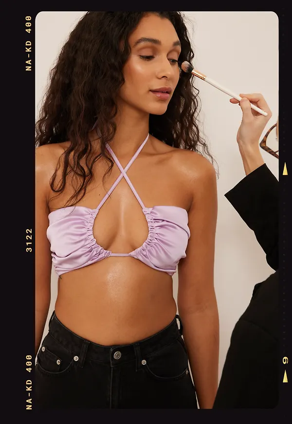 NA-KD Party Recycled croppad satintopp - Purple