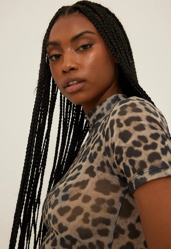 NA-KD Party Recycled Meshtopp - Leopard