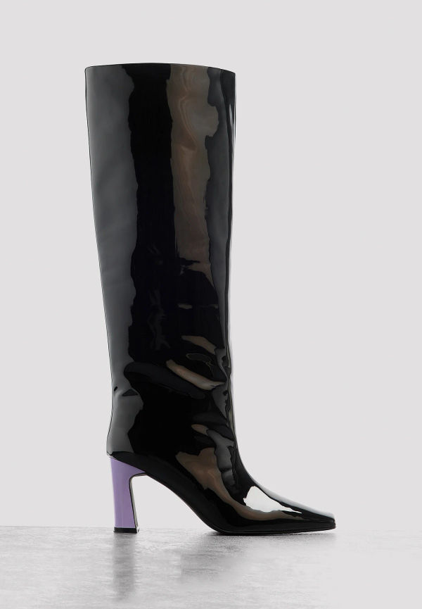 NA-KD Patent boots med kontrasthäl - Black,Multicolor