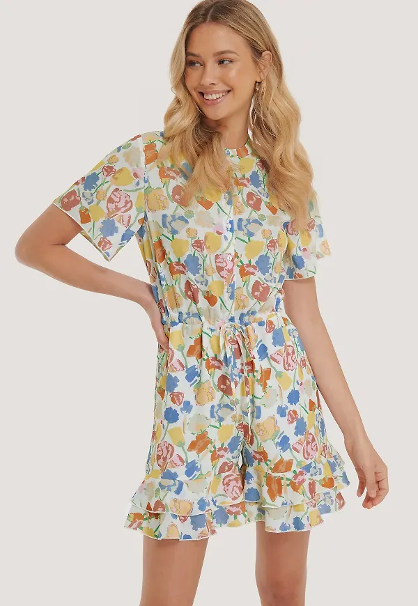 NA-KD Playsuit Med Volangdetalj - Flower