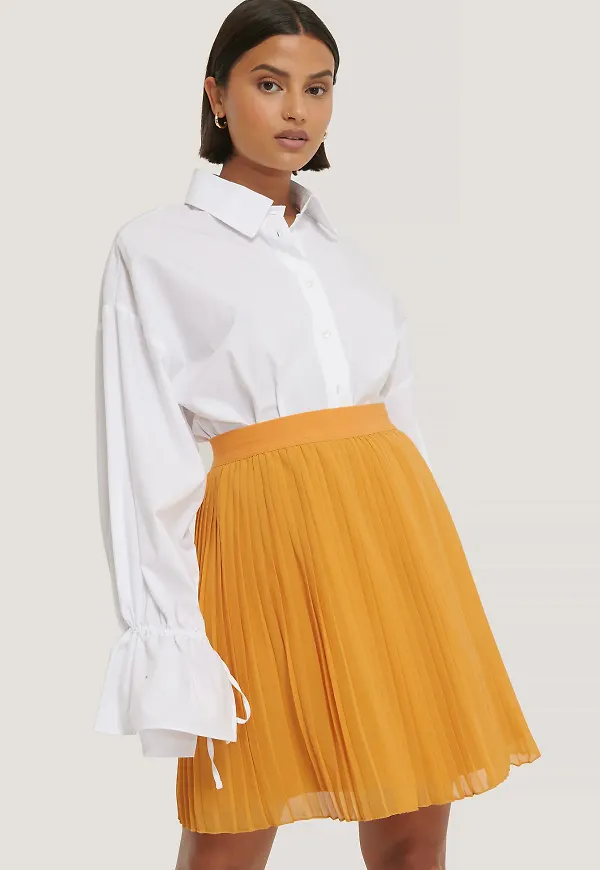 NA-KD Plisserad Minikjol - Orange