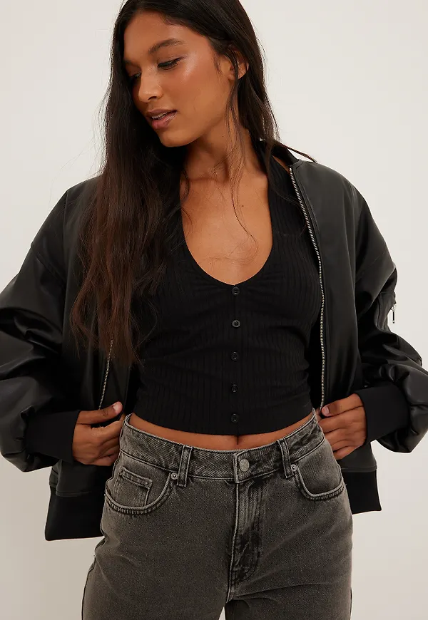 NA-KD Plisserat linne - Black