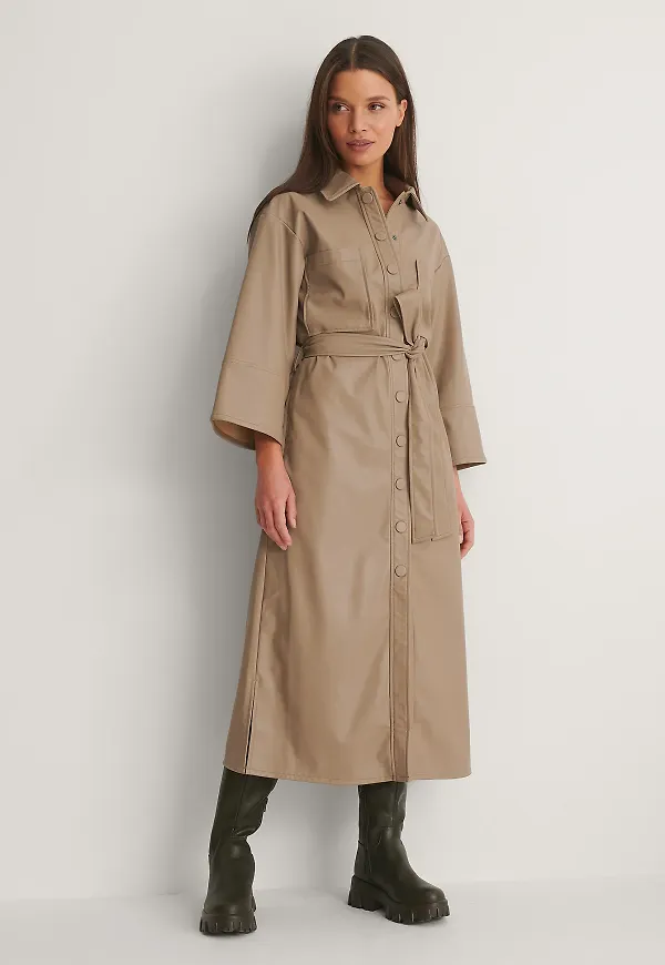 NA-KD Pu-Klänning - Beige