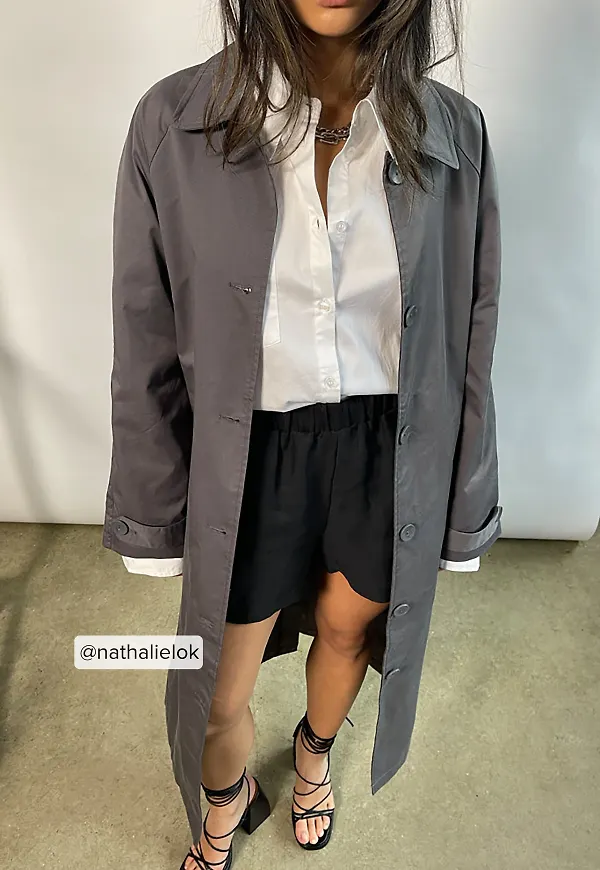 NA-KD Rak klassisk Trenchcoat - Grey