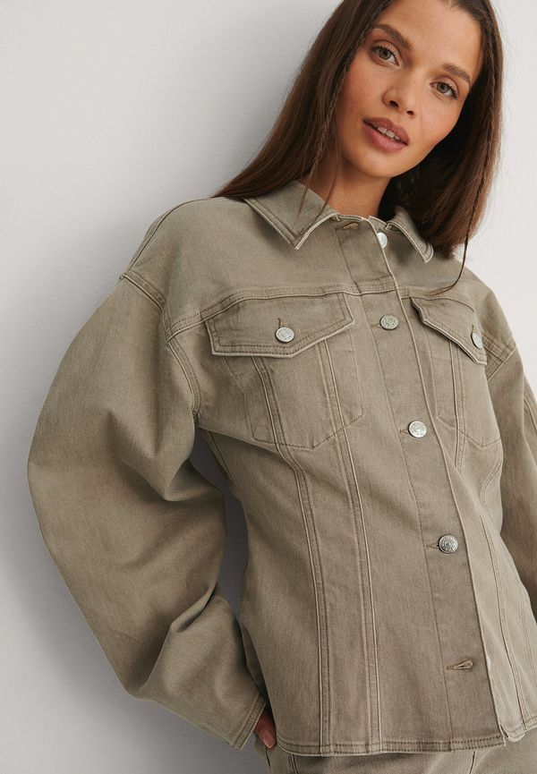 NA-KD Reborn Ekologisk Färgad Denimjacka Med Formsydd Midja - Green