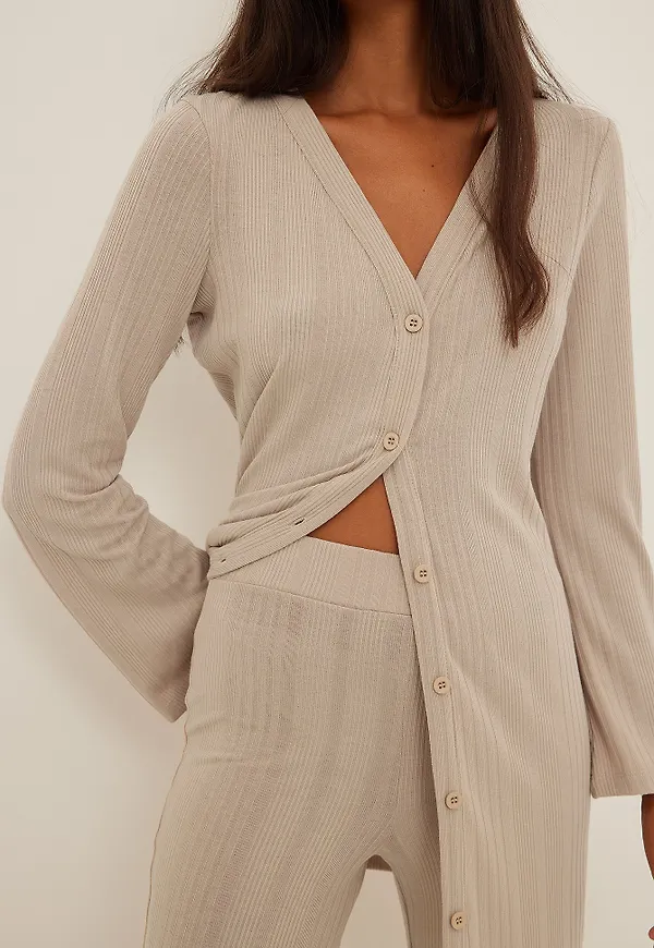 NA-KD Recycled ribbad kofta - Beige