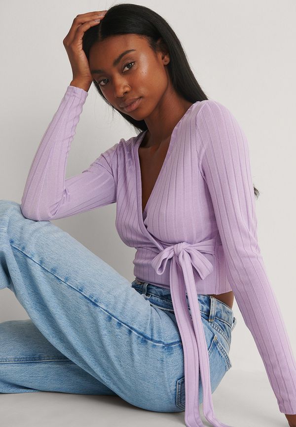 NA-KD Ribbad omlottopp - Purple