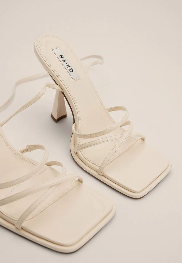 NA-KD Shoes Angular Strappy High Heels - Offwhite