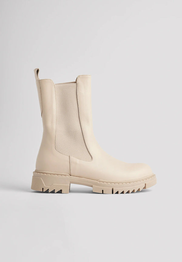 NA-KD Shoes Ankelboots i läder - Beige